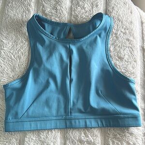 NIKE Ladies M Dr-Fit Medium Support Non Padded High Neck Light Blue Sports Bra